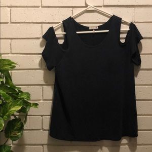 Black, off the shoulder tee